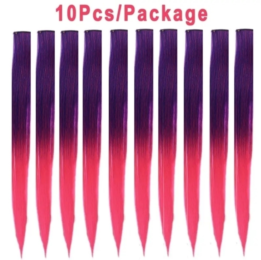 New 10 PC multi tone woman synthetic extension 22 inch hair clips